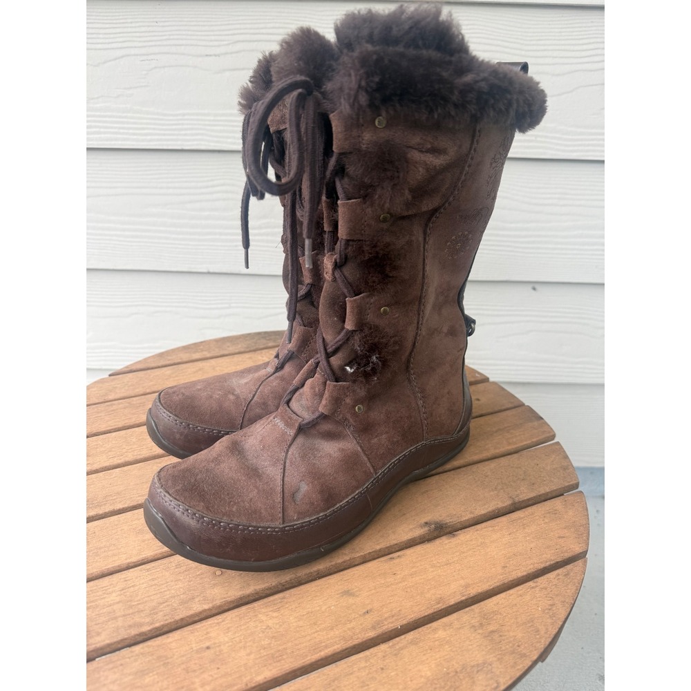 The North Face Janey Brown Suede Faux Fur Primaloft Winter Boots Womens 8 TB5L